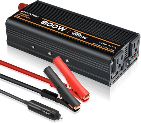 محول طاقة 500 واط، عاكس 12 فولت إلى 110 فولت مع منفذي تيار متردد، منفذ USB 2.1 أمبير، عاكس طاقة السيارة مع مشبك بطارية التمساح للهاتف والكمبيوتر المحمول أثناء التخييم والرحلة على الطريق in Kuwait