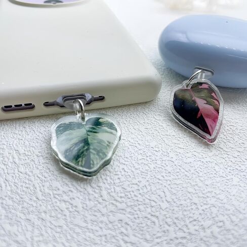 4 Pcs Kindle Dust Plug Charm Type c, Green Leaf Dust Plug Charm for Kindle Phone with Type C Charging Port, Charms for Kindle in Saudi Arabia