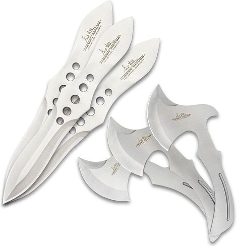 مجموعة رمي الفأس والسكين من Hibben | قطعة واحدة من الفولاذ المقاوم للصدأ 3Cr13 | غمد حزام نايلون متين | تتضمن ستة قاذفات | تصميم ذو قبضة منحنية | رمايات دقيقة لصقل مهاراتك in Kuwait