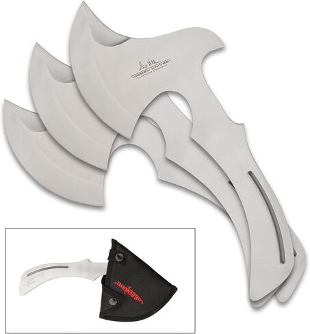 مجموعة رمي الفأس والسكين من Hibben | قطعة واحدة من الفولاذ المقاوم للصدأ 3Cr13 | غمد حزام نايلون متين | تتضمن ستة قاذفات | تصميم ذو قبضة منحنية | رمايات دقيقة لصقل مهاراتك in Kuwait