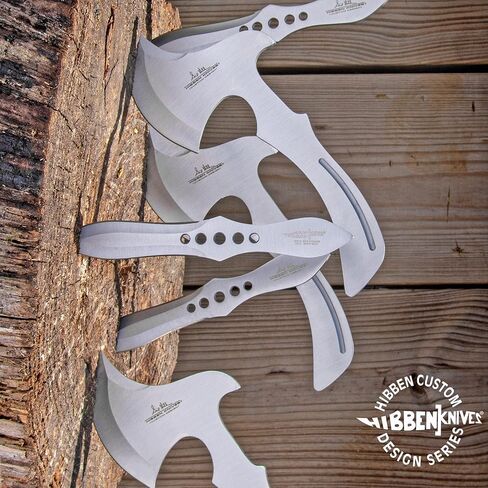 مجموعة رمي الفأس والسكين من Hibben | قطعة واحدة من الفولاذ المقاوم للصدأ 3Cr13 | غمد حزام نايلون متين | تتضمن ستة قاذفات | تصميم ذو قبضة منحنية | رمايات دقيقة لصقل مهاراتك in Kuwait