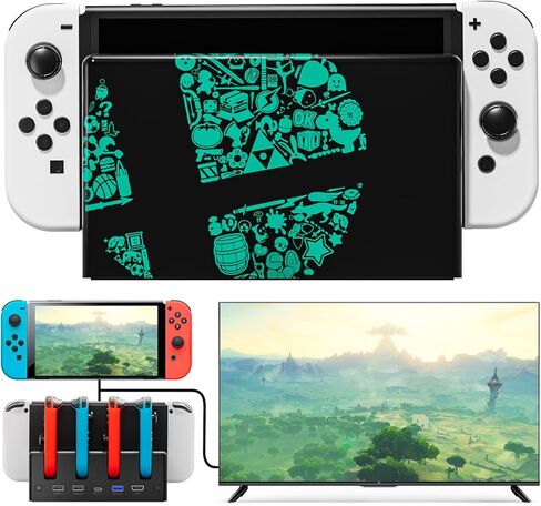 محطة الإرساء Lumindock Switch مع شاحن Joypads ، استبدال لدعم Switch Dock 4K/1080p HDMI ، Dock محطة شحن متعددة الوظائف للتبديل ، 7 ألوان LED/USB 3.0 منافذ ، أبيض in Saudi Arabia