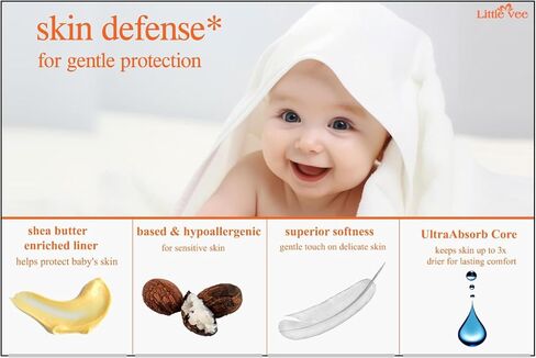 Little Vee Baby Diapers, Size 1 (104 Count)-(8-17 lbs)– Ultra-Soft Infant Disposable Diapers with Shea Butter Essence, Wetness Indicator, and Up to 12 Hours of Leak Guard Protection in Saudi Arabia