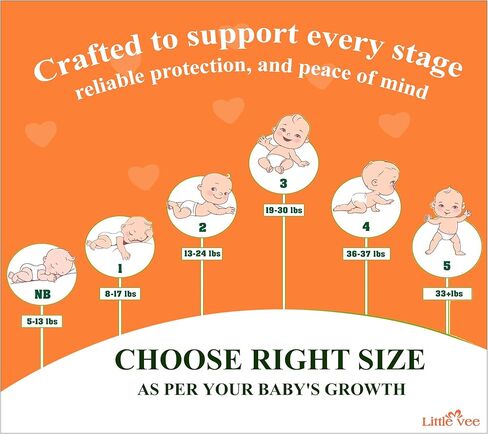 Little Vee Baby Diapers, Size 1 (104 Count)-(8-17 lbs)– Ultra-Soft Infant Disposable Diapers with Shea Butter Essence, Wetness Indicator, and Up to 12 Hours of Leak Guard Protection in Saudi Arabia