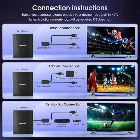 TV Antenna for Indoor & Outdoor, Amplified Antenna for Smart TV with Signal Booster, 100 Miles Long Range Reception for 4K 8K 1080P HD, 360° Reception, 40ft Cable, Weatherproof, Easy Setup in Saudi Arabia