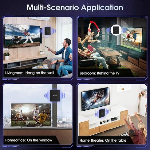 TV Antenna for Indoor & Outdoor, Amplified Antenna for Smart TV with Signal Booster, 100 Miles Long Range Reception for 4K 8K 1080P HD, 360° Reception, 40ft Cable, Weatherproof, Easy Setup in Saudi Arabia