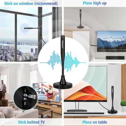 RidaaFri TV Antenna for Smart TV Indoor, HD Digital Antenna with Strong Magnetic Base, 360° Rotation for Enhanced Reception of Local Channels in 4K 1080P, 16FT Coax Cable in Saudi Arabia