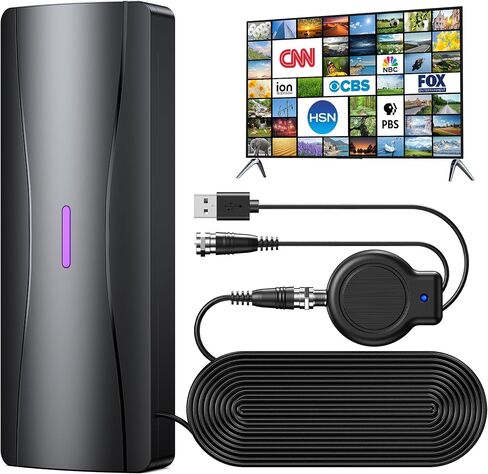 TV Antenna for Smart TV, 100+ Miles Range Digital TV Antenna for Local Channels with Amplifier Signal Booster, Supports 4K 1080p, Indoor Outdoor IPX7 Waterproof, Lightning Protection, 33FT Coax Cable in Saudi Arabia