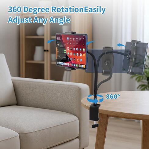 Tablet Stand Holder, Gooseneck iPad Holder Clamp Mount, 360° Adjustable Arm Mount for iPad mini/Air/Pro、Kindle Fire, Galaxy Tabs, All 4.7"-13.5" Tablets, for Work Meetings, Video, Bed, Kitchen in Saudi Arabia