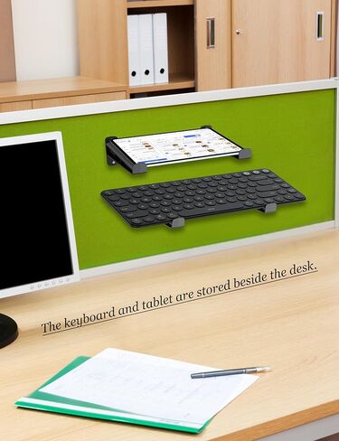 Universal Wall Mount Storage Organizer for Keyboard, Display Wall Rack Holder Fit for Kindle, E-Book, Tablet Desktop Space-Saving Solution, Anti-Slip Protective pad, Fixed by Screw (Black) in Kuwait