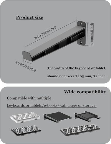 Universal Wall Mount Storage Organizer for Keyboard, Display Wall Rack Holder Fit for Kindle, E-Book, Tablet Desktop Space-Saving Solution, Anti-Slip Protective pad, Fixed by Screw (Black) in Kuwait