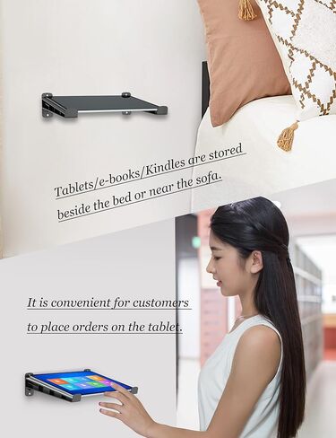 Universal Wall Mount Storage Organizer for Keyboard, Display Wall Rack Holder Fit for Kindle, E-Book, Tablet Desktop Space-Saving Solution, Anti-Slip Protective pad, Fixed by Screw (Black) in Kuwait