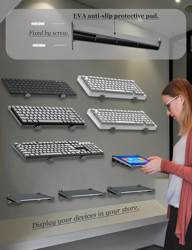 Universal Wall Mount Storage Organizer for Keyboard, Display Wall Rack Holder Fit for Kindle, E-Book, Tablet Desktop Space-Saving Solution, Anti-Slip Protective pad, Fixed by Screw (Black) in Kuwait