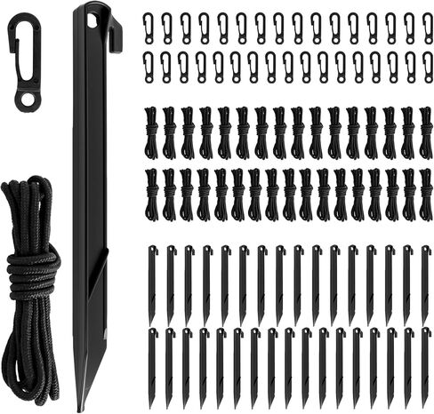 102 قطعة من أوتاد الخيمة والحبال، أوتاد بلاستيكية قابلة للنفخ على الأرض مع خطافات وحبال وإكسسوارات بديلة لخيام التخييم والفخاخ والشاطئ والحديقة الخارجية وديكورات العطلات in Kuwait