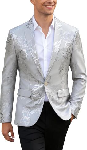 UNINUKOO Mens Suit Jacket Paisley Notch Lapel 1 Button Stylish Funky Party Dinner Tuxedo Blazer Jacket in Saudi Arabia
