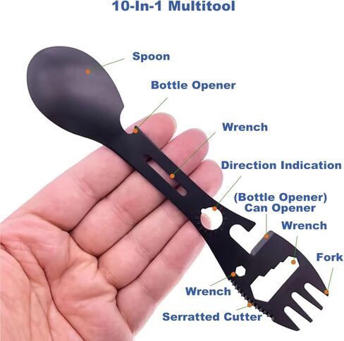 Multifunctional Camping Fork Stainless Steel Fork Spoon Bottle Opener Combination Camping Equipment Suitable for Hiking in Saudi Arabia