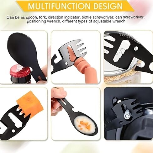 Multifunctional Camping Fork Stainless Steel Fork Spoon Bottle Opener Combination Camping Equipment Suitable for Hiking in Saudi Arabia