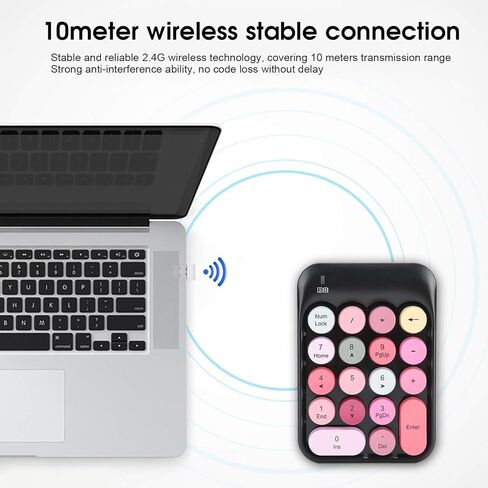 لوحات أرقام Tangxi Wire أقل، لوحة مفاتيح رقمية ملونة لطيفة، 18 مفتاحًا USB 2.4G ملحقات غطاء مفاتيح مستديرة، لوحة أرقام محمولة للمحاسبة المالية لسطح المكتب والكمبيوتر الشخصي (أسود) in Kuwait