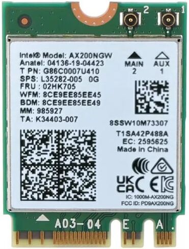 Intel WiFi 6 AX200 M.2 Adapter Card, Dual Band 802.11ax, Up to 2.4 Gbps, Bluetooth 5.2, Windows 10/11 Compatible in Saudi Arabia