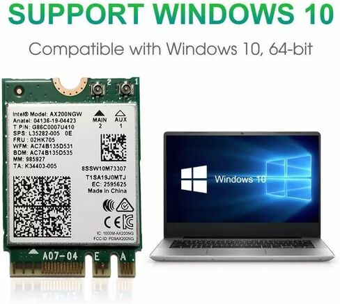 Intel WiFi 6 AX200 M.2 Adapter Card, Dual Band 802.11ax, Up to 2.4 Gbps, Bluetooth 5.2, Windows 10/11 Compatible in Saudi Arabia
