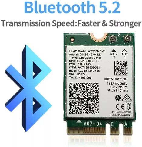 Intel WiFi 6 AX200 M.2 Adapter Card, Dual Band 802.11ax, Up to 2.4 Gbps, Bluetooth 5.2, Windows 10/11 Compatible in Saudi Arabia