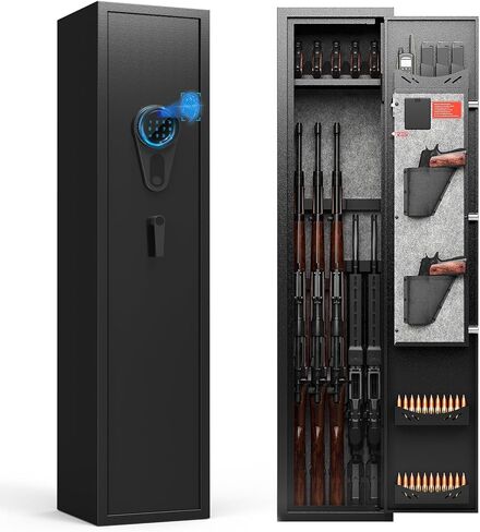 KAER 4-5 Gun Safe with Biometric Fingerprint & Digital Keypad,Gun Safe for Rifles and Pistols,Gun Cabinets for Rifles and Shotguns,Long Gun Safes,Rifle Safe with Removable Shelves in Saudi Arabia