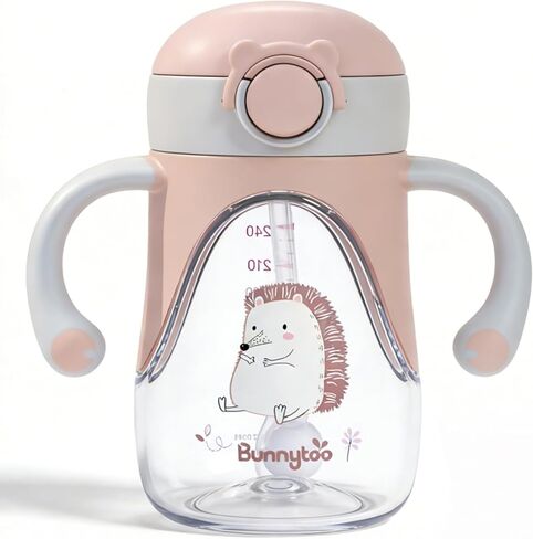 Bunnytoo Baby Sippy Cup with Weighted Straw for Infants 6-12 Months, 8oz Toddler Drinking with Handles, BPA-Free, Transition Trainer for 1+ Year Old (Blue) in Kuwait