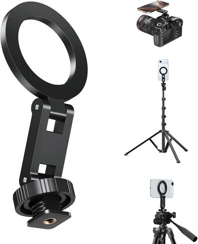 elitehood Magsafe Tripod Mount Adapter with 1/4" Screw & Hot Shoe, Lightweight Compact Cell Phone Tripod Mount for Camera, iPhone Camera Holder with Dual Hinges for iPhone 17 16 15 14 13 Series in Saudi Arabia