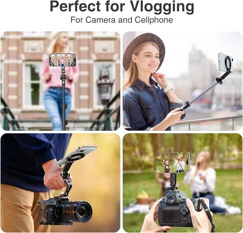 elitehood Magsafe Tripod Mount Adapter with 1/4" Screw & Hot Shoe, Lightweight Compact Cell Phone Tripod Mount for Camera, iPhone Camera Holder with Dual Hinges for iPhone 17 16 15 14 13 Series in Saudi Arabia