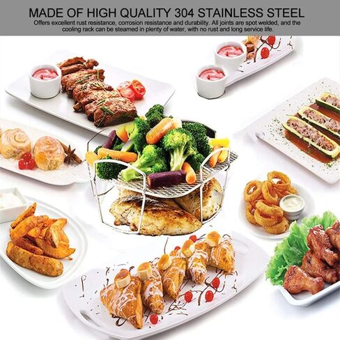 8 inch Square Air Fryer Rack, Stainless Steel Dehydrator Rack, Square Air Fryer Accessories, Air Fryer Rack, Stainless Steel Food Dehydrator Rack Toast Rack Grill Air Fryer Accessories in Saudi Arabia