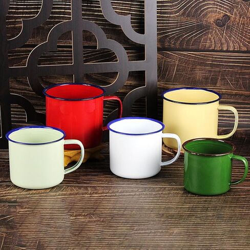 Enamel Mug, Enamel Coffee Tea Mug, Enamel Drinking Mugs Cups for Home/Office/Travel/Camping, Resusable & Portable Enamel Camping Mugs Enamel Coffee Mug for Indoor and Outdoor Activities in Saudi Arabia
