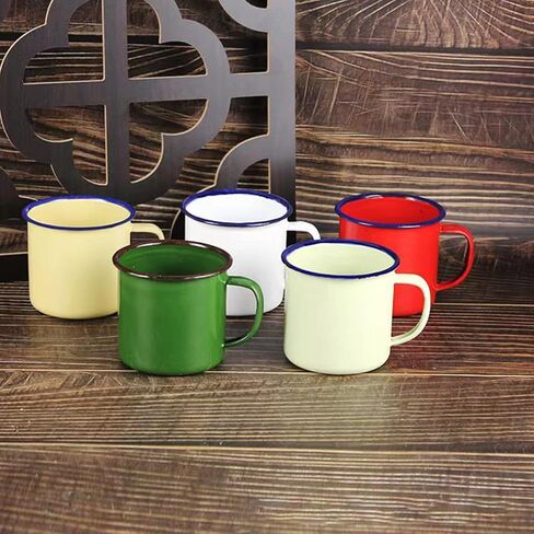 Enamel Mug, Enamel Coffee Tea Mug, Enamel Drinking Mugs Cups for Home/Office/Travel/Camping, Resusable & Portable Enamel Camping Mugs Enamel Coffee Mug for Indoor and Outdoor Activities in Saudi Arabia
