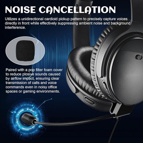 ميكروفون Zosvoses QC45 متوافق مع سماعات الرأس Bose QuietComfort 45 (QC45) بلوتوث اللاسلكية المانعة للضوضاء لأجهزة الكمبيوتر والكمبيوتر المحمول وPS4 وPS5 وXbox One/X/S in Saudi Arabia