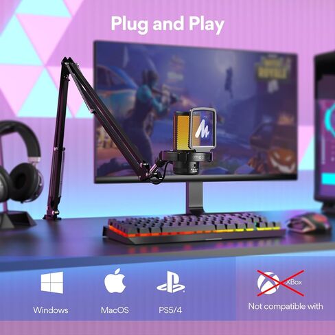 ميكروفون USB للألعاب من MAONO مع سماعات رأس، ميكروفون مكثف لإلغاء الضوضاء مع كتم الصوت، كسب، مراقبة البث، البودكاست، تويتش، يوتيوب، ديسكورد، الكمبيوتر الشخصي، الكمبيوتر، DGM20S، MH601 in Saudi Arabia