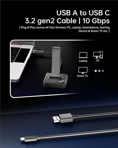 قارئ M.2 NVMe SATA SSD مع صندوق تخزين، محول M2 إلى USB A إلى C بسرعة 10 جيجابت في الثانية لمحركات PCIE NGFF الخارجية، محطة إرساء خالية من الأدوات تدعم 22110 2280 2260 2242 2230 استعادة نقل البيانات in Saudi Arabia