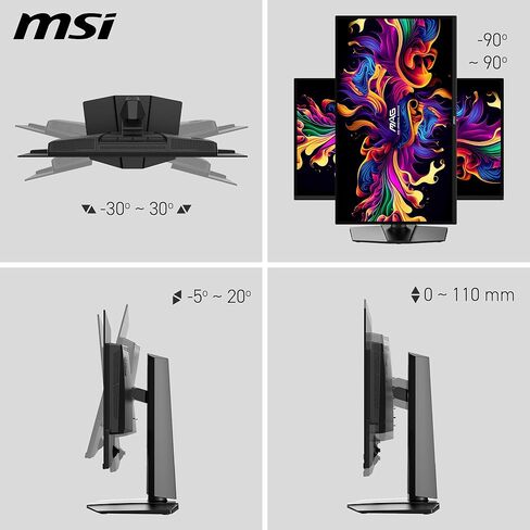 شاشة ألعاب msi MAG 274QP QD-OLED X24 مقاس 27 بوصة 2560 × 1440 (QHD)، 240 هرتز، مزامنة تكيفية، HDMI، منفذ DisplayPort، قابل للتركيب على VESA، إمالة، ارتفاع قابل للتعديل، مكبر صوت، 0.03 مللي ثانية، أسود in Kuwait