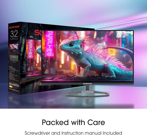 شاشة الألعاب Scepter الجديدة مقاس 32 بوصة 2K QHD Prime 2560 x 1440 حتى 210 هرتز sRGB 115% 1 مللي ثانية DisplayPort HDMI Type-C مكبرات صوت مدمجة، أسود آلي 2026 ((سلسلة E325B-QW200D) in Kuwait