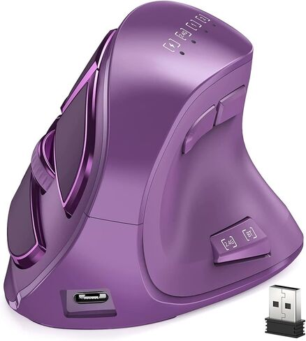 ماوس ألعاب مع شاشة عرض، ماوس لاسلكي عمودي مريح مع اتصال ثلاثي الأوضاع، 7 أزرار RGB قابلة للبرمجة، 4000 نقطة في البوصة، قابلة للشحن للكمبيوتر المحمول ماك in Kuwait