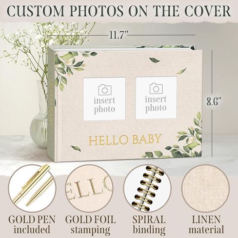 Keepsake Baby Memory Book, Milestone Book for Baby with Golden Pen and mat paper hardcover box. Gender Neutral Keepsake Memory Book for Baby Boy or Girl, Baby Book with 120 Inner Pages. in Saudi Arabia