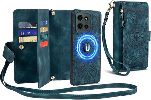 Harryshell متوافق مع Motorola Moto G Power 2025 / G Play 2025 محفظة مغناطيسية قابلة للفصل، [RFID-Blocking] فتحات للبطاقات، جيب بسحاب للنقود وحزام معصم (أرجواني زهري) in Saudi Arabia
