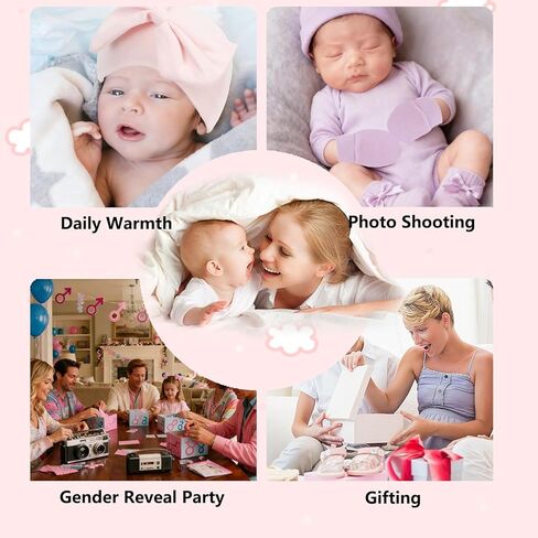 مجموعة من 2 قبعات وجوارب وقفازات للأطفال حديثي الولادة، جوارب قطنية لحديثي الولادة من البنات والأولاد in Kuwait