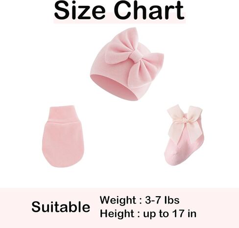 مجموعة من 2 قبعات وجوارب وقفازات للأطفال حديثي الولادة، جوارب قطنية لحديثي الولادة من البنات والأولاد in Kuwait