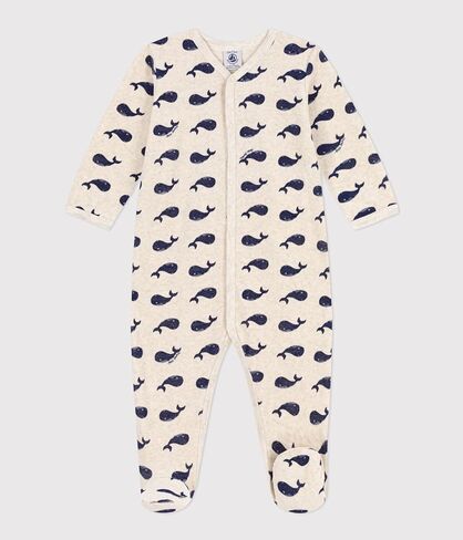 Petit Bateau BOYS NAVY WHALE PATTERNED VELOUR FOOTIE SIZES 1-9 MONTHS in Saudi Arabia