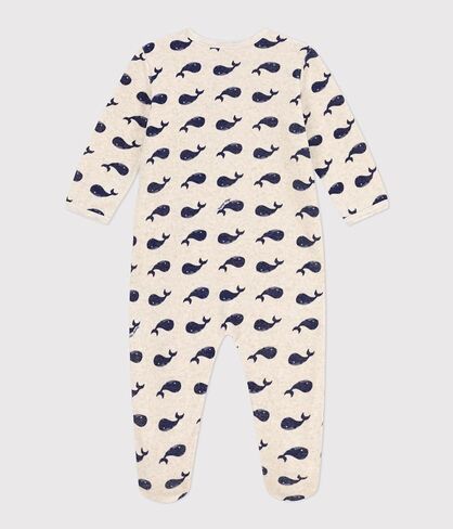 Petit Bateau BOYS NAVY WHALE PATTERNED VELOUR FOOTIE SIZES 1-9 MONTHS in Saudi Arabia