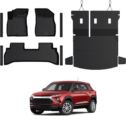 سجادات أرضية لسيارة Chevy Tahoe/GMC Yukon 2021-2026، سجادات أرضية مناسبة لجميع الأحوال الجوية، بطانة لصندوق السيارة مع واقيات مسند الظهر وملحقات واقيات عتبات الأبواب، مجموعة تغطية كاملة (تناسب 7 مقاعد) in Kuwait