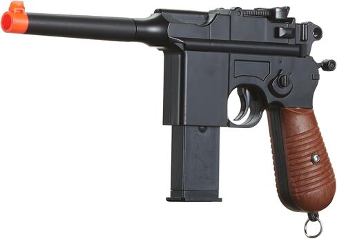 مسدس Airsoft Classic Mauser C96 من الحرب العالمية الثانية الربيعي المعدني مع مجلتين - أسود in Kuwait