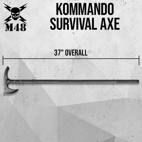 M48 Kommando Survival Axe Hiking Staff | Cast Stainless Steel Blade | Fiberglass Handle | Rubberized Blade Cover | Hiking and Camping | 37" Overall in Saudi Arabia