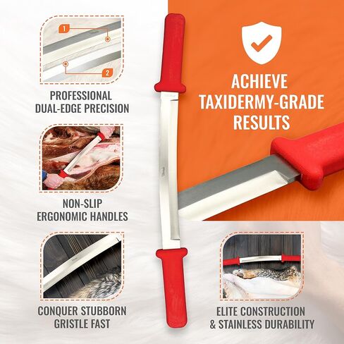 Wiebe Elite Double-Edged Fleshing Blade Knife Tool | Professional Dual Blade for Taxidermy, Trapping, and Coon/Beaver Hide Preparation in Kuwait