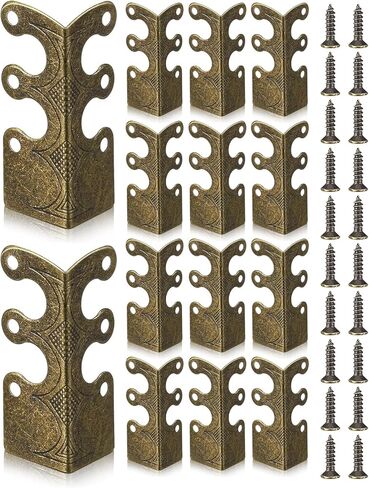 14 Pcs Solid Brass Corner Protectors for Baseboard and Furniture, Vintage Style Decorative Edge Guards with Screws for Skirting Board, Table, Bookshelves & Wall Protection (Bronze) in Saudi Arabia