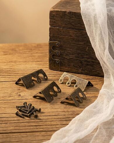 14 Pcs Solid Brass Corner Protectors for Baseboard and Furniture, Vintage Style Decorative Edge Guards with Screws for Skirting Board, Table, Bookshelves & Wall Protection (Bronze) in Saudi Arabia